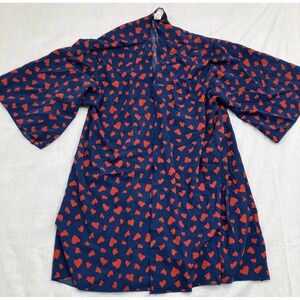 Now And Forever  Red Hearts Print Short Robe  3x Plus Size